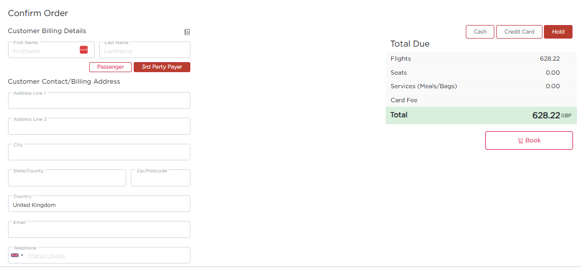Confirm order screen