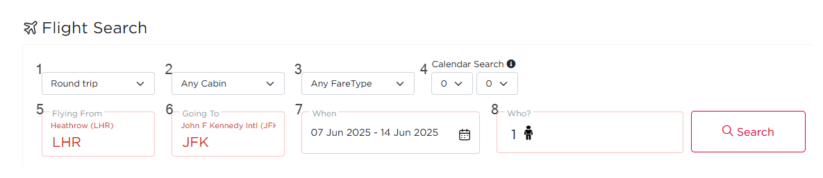 Shopping search form
